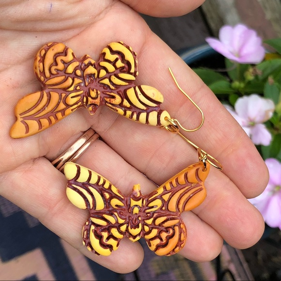 Handmade polymer clay earrings - BUTTERFLIES - Picture 1 of 2
